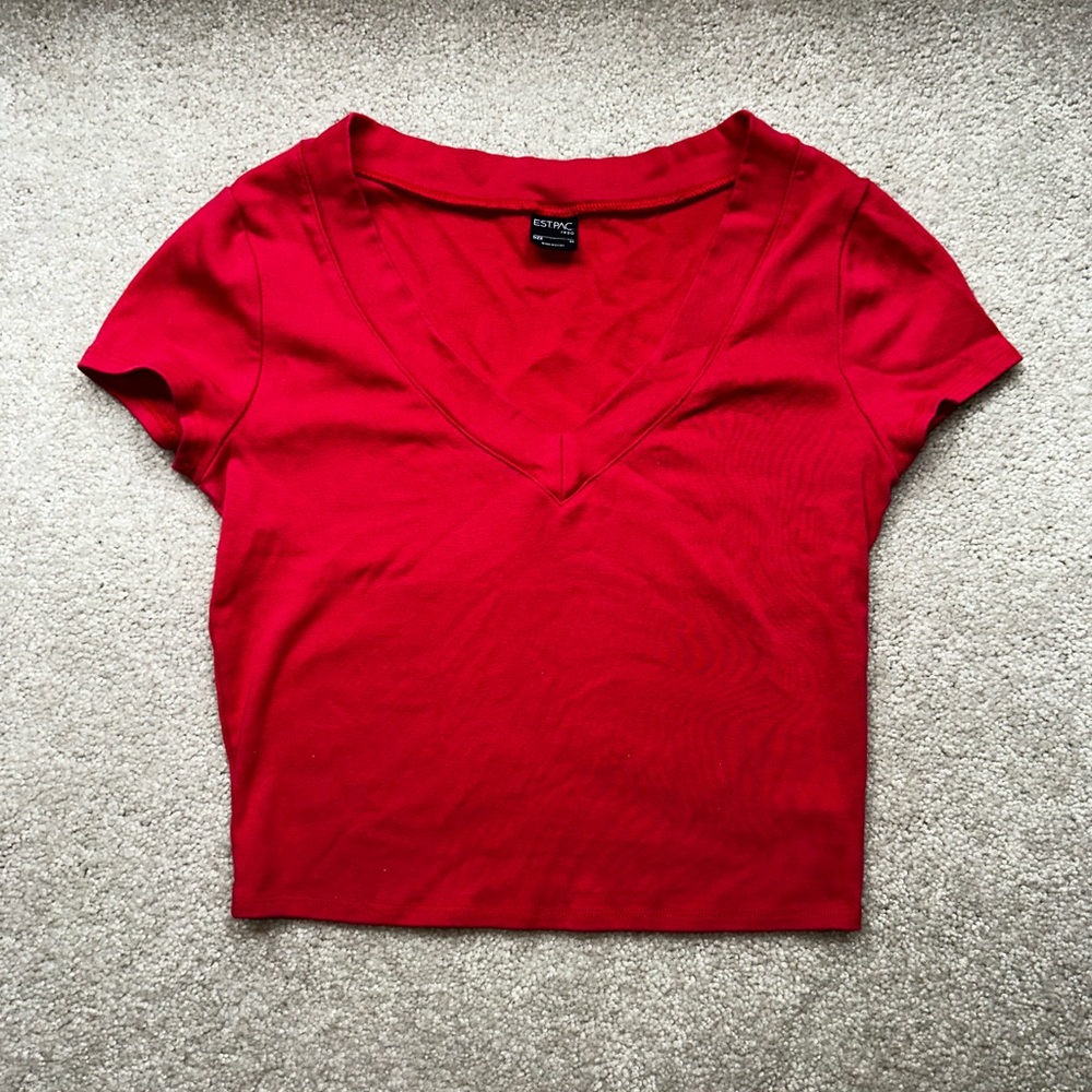 PacSun Vibrant Red V-Neck Crop Top